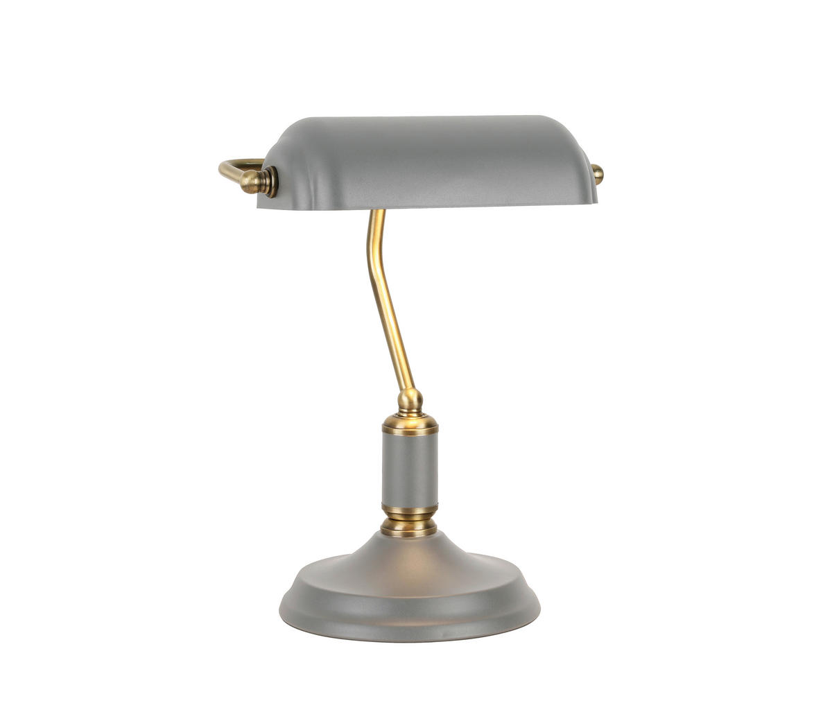 STOLNÍ LAMPA, E27, 37/26,5/18 cm - šedá/barvy mosazi, Konvenční, kov (37/26,5/18cm) - Novel