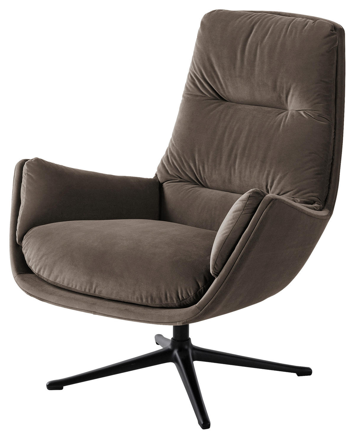 SESSEL in Samt Taupe  - Taupe/Schwarz, Design, Textil/Metall (83/94/97cm) - home24