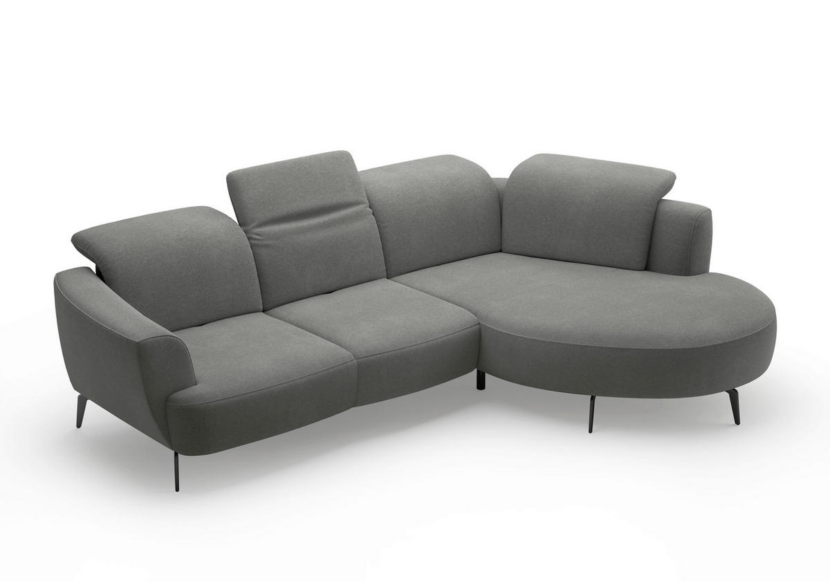 ECKSOFA in Mikrofaser Schlammfarben  - Schlammfarben/Schwarz, Konventionell, Textil/Metall (309/199cm) - Sit & More