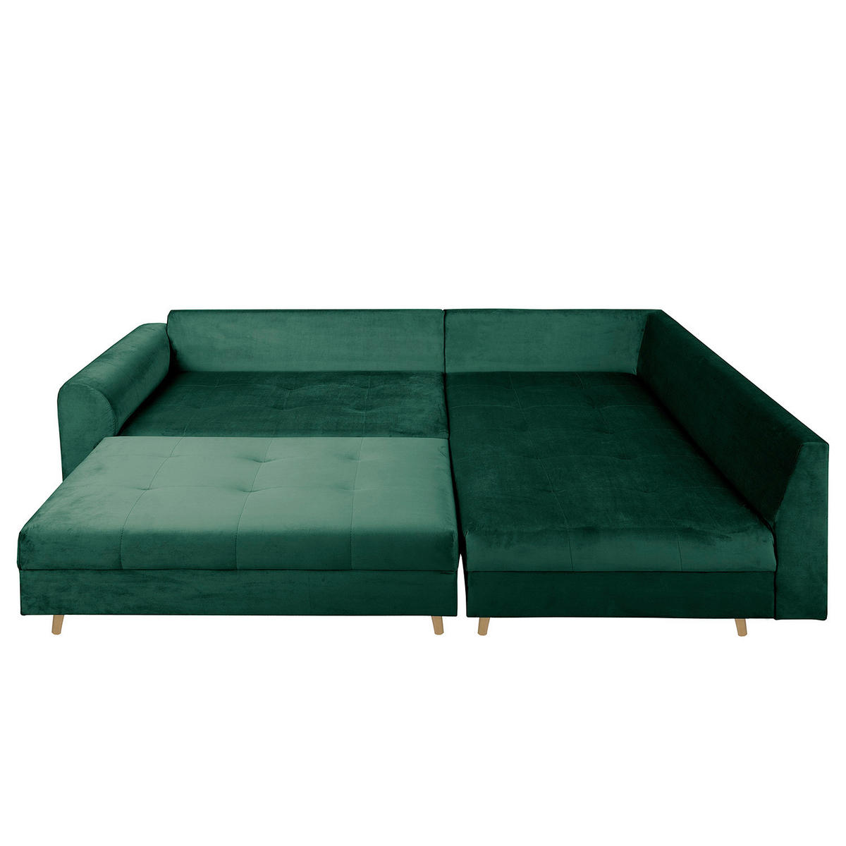 ECKSOFA inkl. Hocker Ariella in Samt Grün  231/161 cm  - Naturfarben/Grün, Design, Holz/Textil (231/161cm) - Livetastic