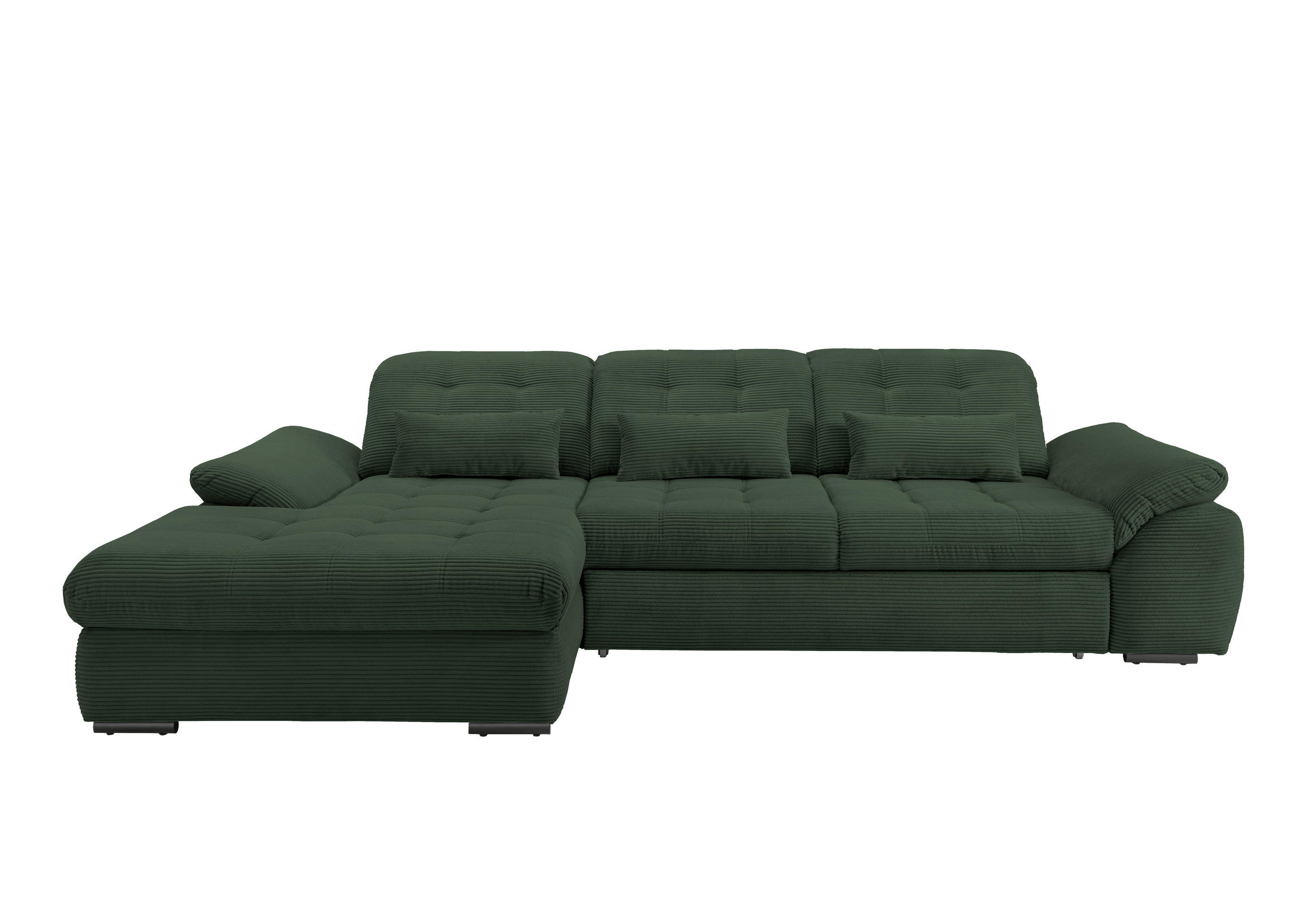 ECKSOFA in Cord Dunkelgrün  - Dunkelgrün/Schwarz, Modern, Textil/Metall (184/314cm) - Livetastic