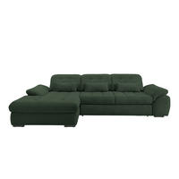 ECKSOFA in Cord Dunkelgrün  - Dunkelgrün/Schwarz, Modern, Textil/Metall (184/314cm) - Livetastic
