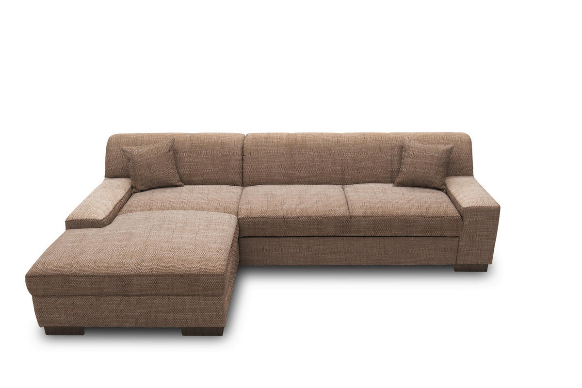 ECKSOFA Braun, Beige Webstoff  - Wengefarben/Beige, Design, Holz/Textil (153/268cm) - MID.YOU