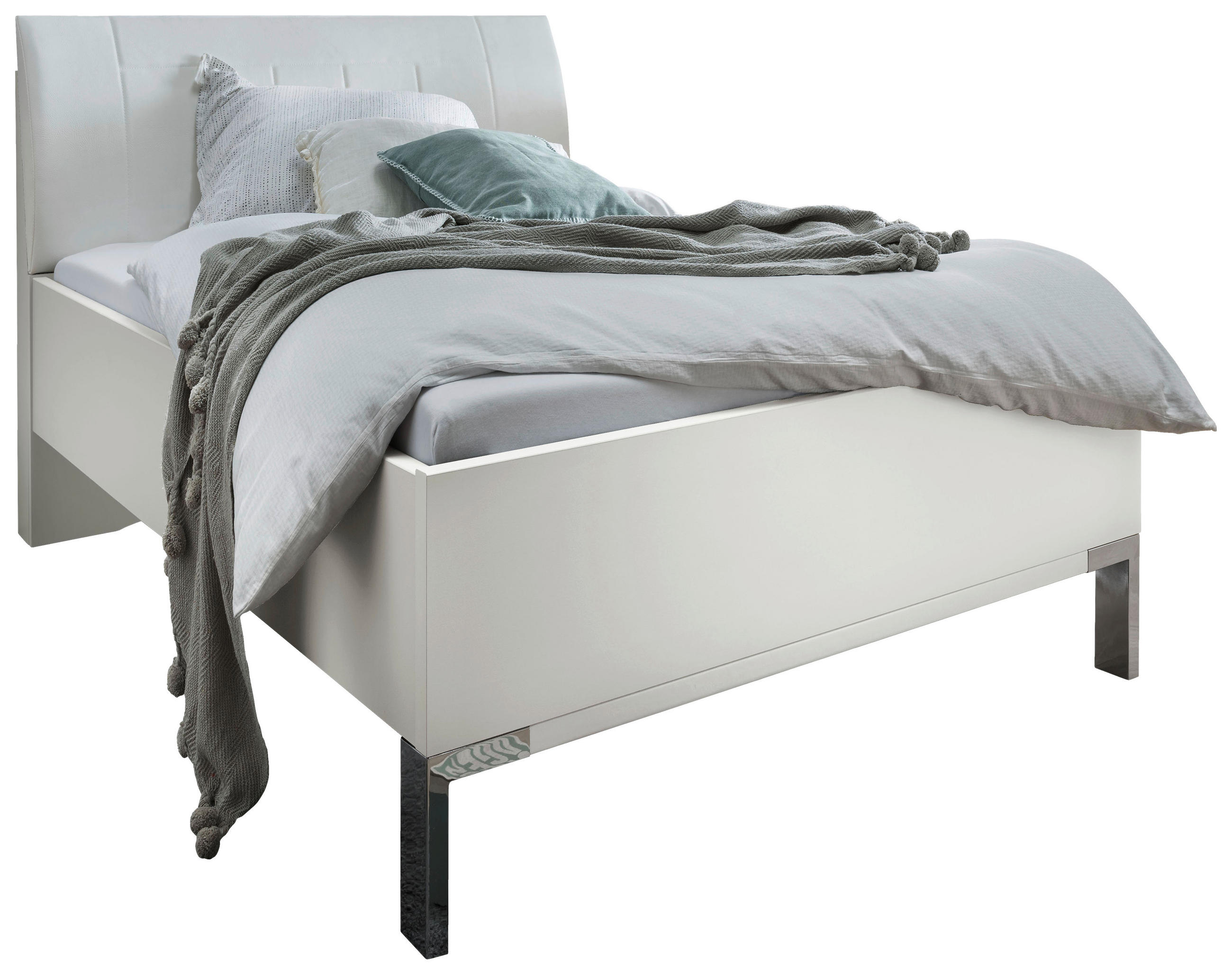 BETT 100/200 cm  Weiss   - Chromfarben/Weiss, Konventionell, Holzwerkstoff/Textil (100/200cm) - Dieter Knoll