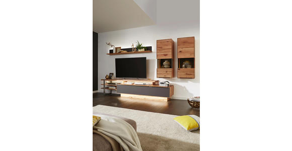 SIDEBOARD Buche massiv geölt Schlammfarben, Buchefarben - Schlammfarben/Edelstahlfarben, Design, Glas/Holz (182/90/47cm) - Valnatura