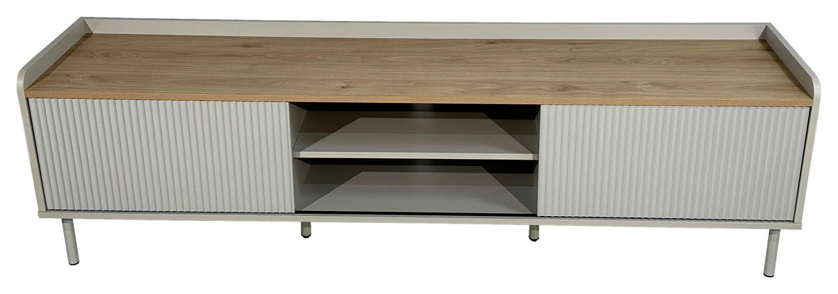 LOWBOARD SNOW 180/54/40 cm  Beimöbel erhältlich, stehend  - Eichefarben/Hellgrau, Design, Holzwerkstoff/Metall (180/54/40cm) - Milino