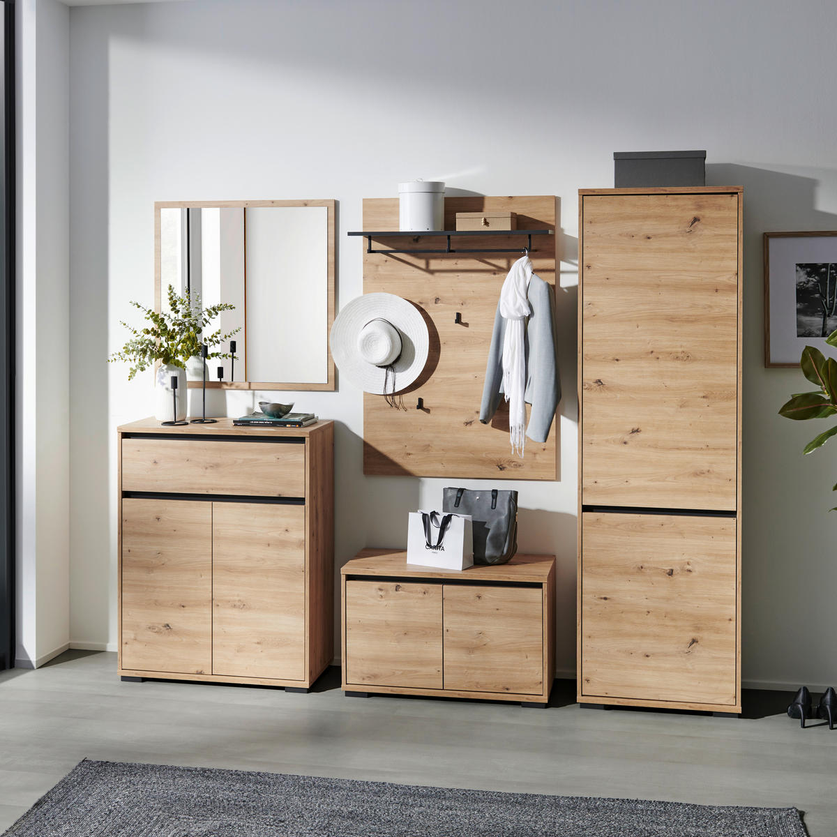 GARDEROBE  in 220/195/38 cm  - Anthrazit/Eiche Artisan, MODERN, Holzwerkstoff (220/195/38cm) - Xora