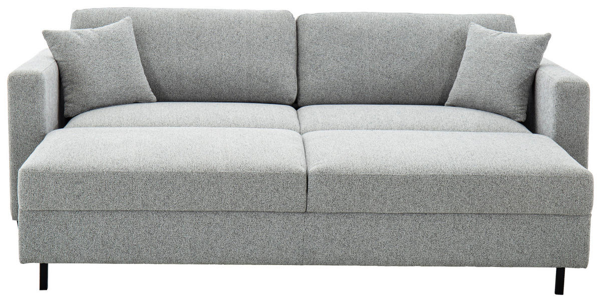 SCHLAFSOFA Leinenoptik Hellgrau  - Hellgrau/Schwarz, Design, Holz/Textil (220,5/86/96cm) - Livetastic