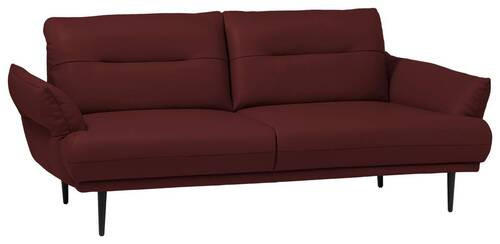 2-SITZER-SOFA Bordeaux Echtleder  - Bordeaux/Schwarz, Design, Leder/Holz (183/85/96cm) - Livetastic