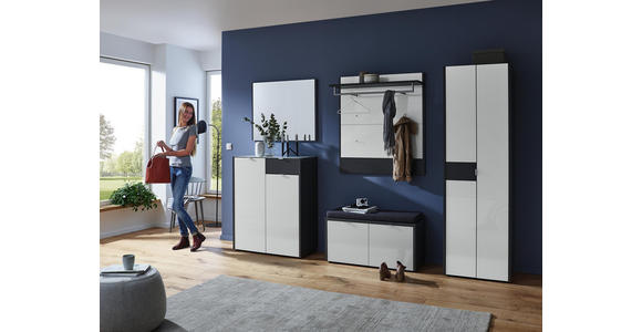 GARDEROBENPANEEL 98/108/30 cm - Graphitfarben/Weiß, Design, Glas/Holzwerkstoff (98/108/30cm) - Voleo