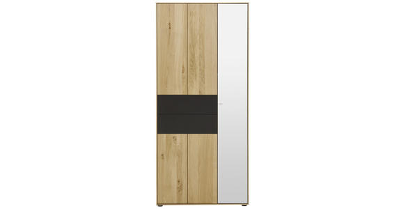 GARDEROBENSCHRANK 88,5/196/39 cm  - Eichefarben/Anthrazit, Natur, Glas/Holz (88,5/196/39cm) - Valnatura