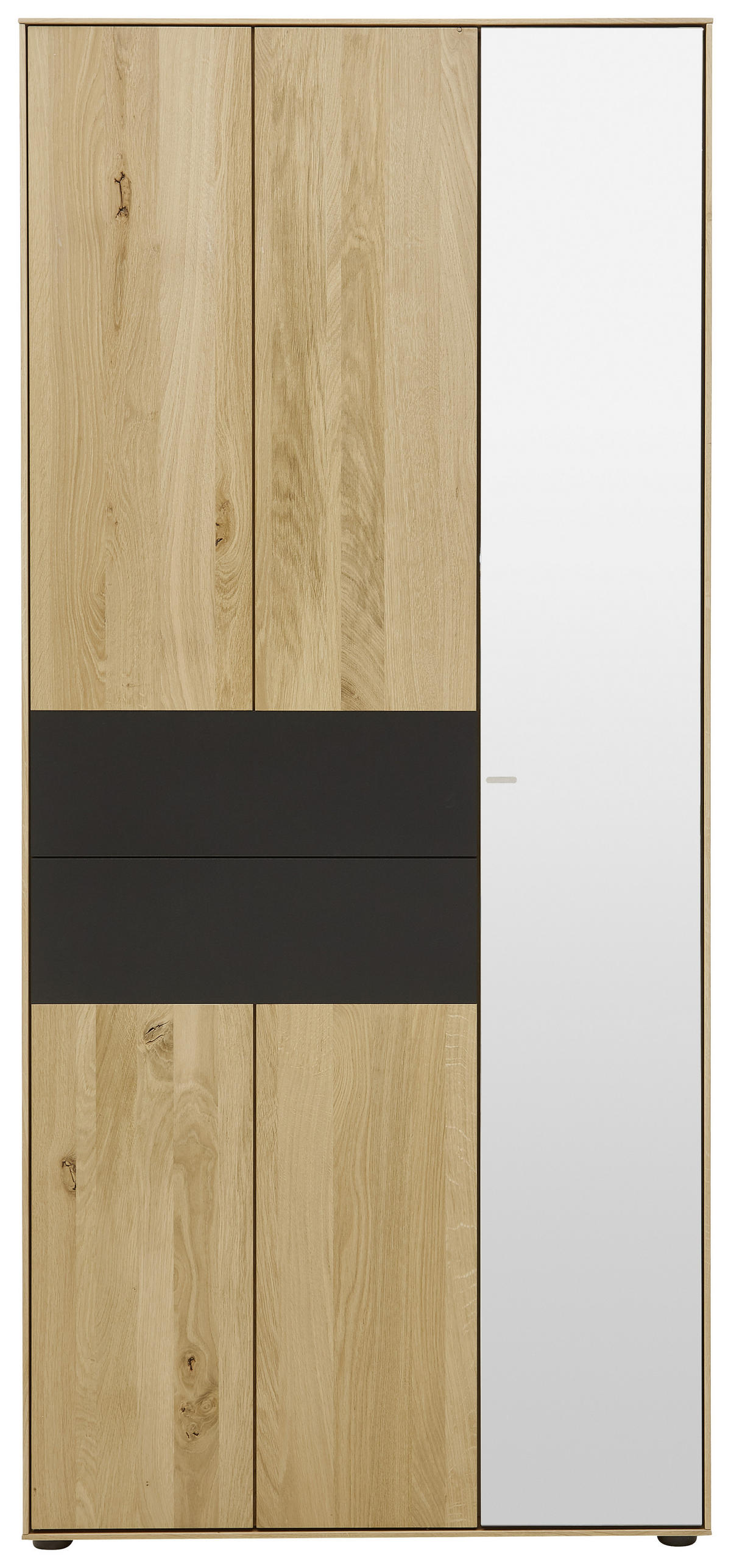 GARDEROBENSCHRANK  in 88,5/196/39 cm  - Eichefarben/Anthrazit, Natur, Glas/Holz (88,5/196/39cm) - Valnatura