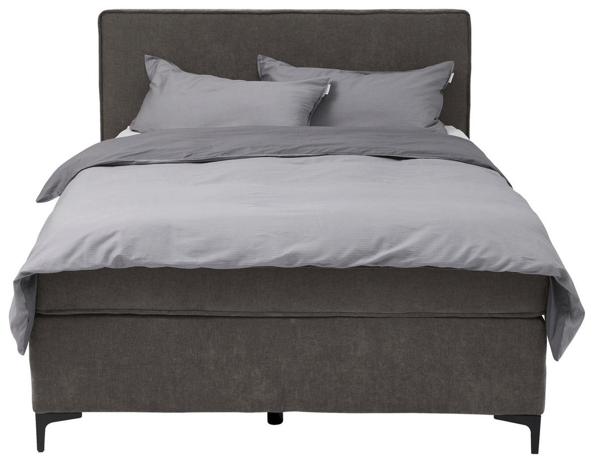 BOXSPRINGBETT 120/200 cm,  in Grau, Matratze, Topper, H3 = fest  - Schwarz/Grau, Design, Textil/Metall (120/200cm) - Tom Tailor