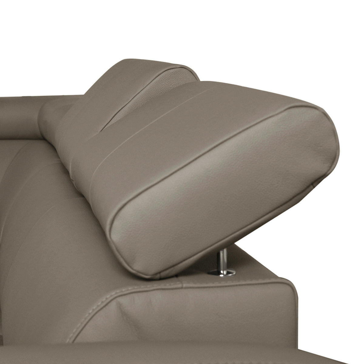 ECKSOFA in Lederlook Echtleder Taupe  - Taupe/Chromfarben, Design, Leder/Textil (176/242cm) - Livetastic