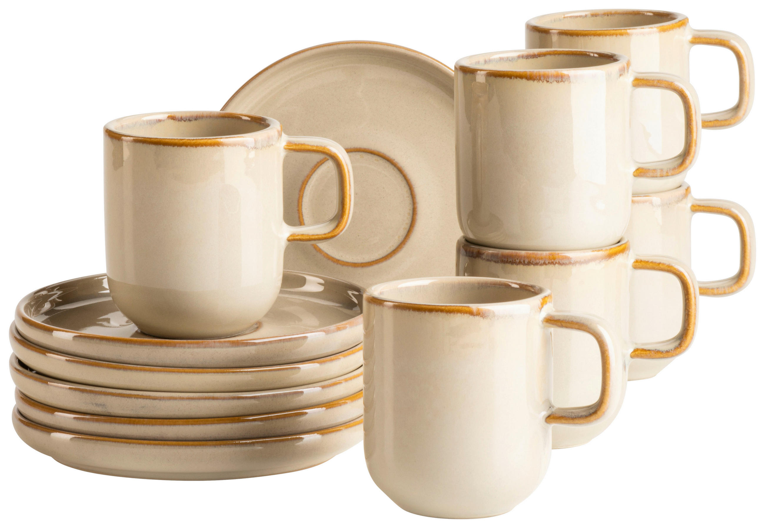 KAFFEEBECHERSET Cordelia 12-teilig  - Sandfarben, Trend, Keramik - Mäser