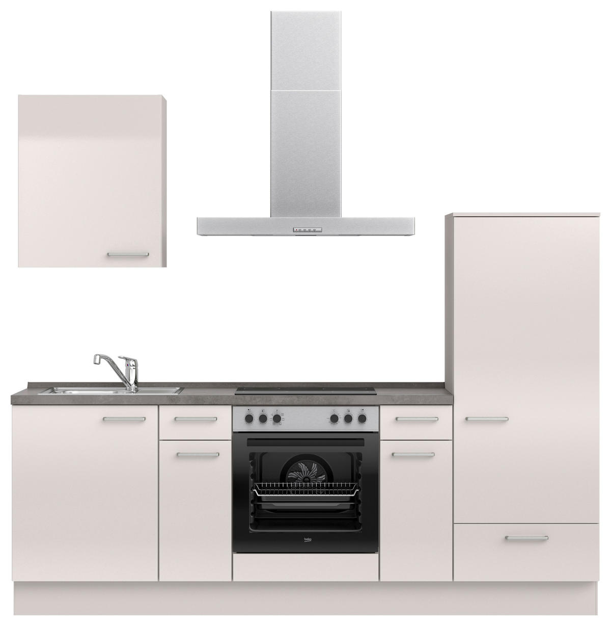 KÜCHENBLOCK Flash 240 cm  in Schieferfarben, Seidengrau  - Schieferfarben/Edelstahlfarben, MODERN, Holzwerkstoff/Metall (240cm) - Nobilia