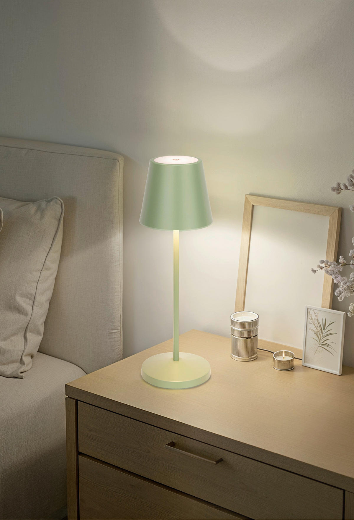 AKKU-TISCHLEUCHTE Denver 11/35 cm  - Grün, Trend, Metall (11/35cm) - Novel