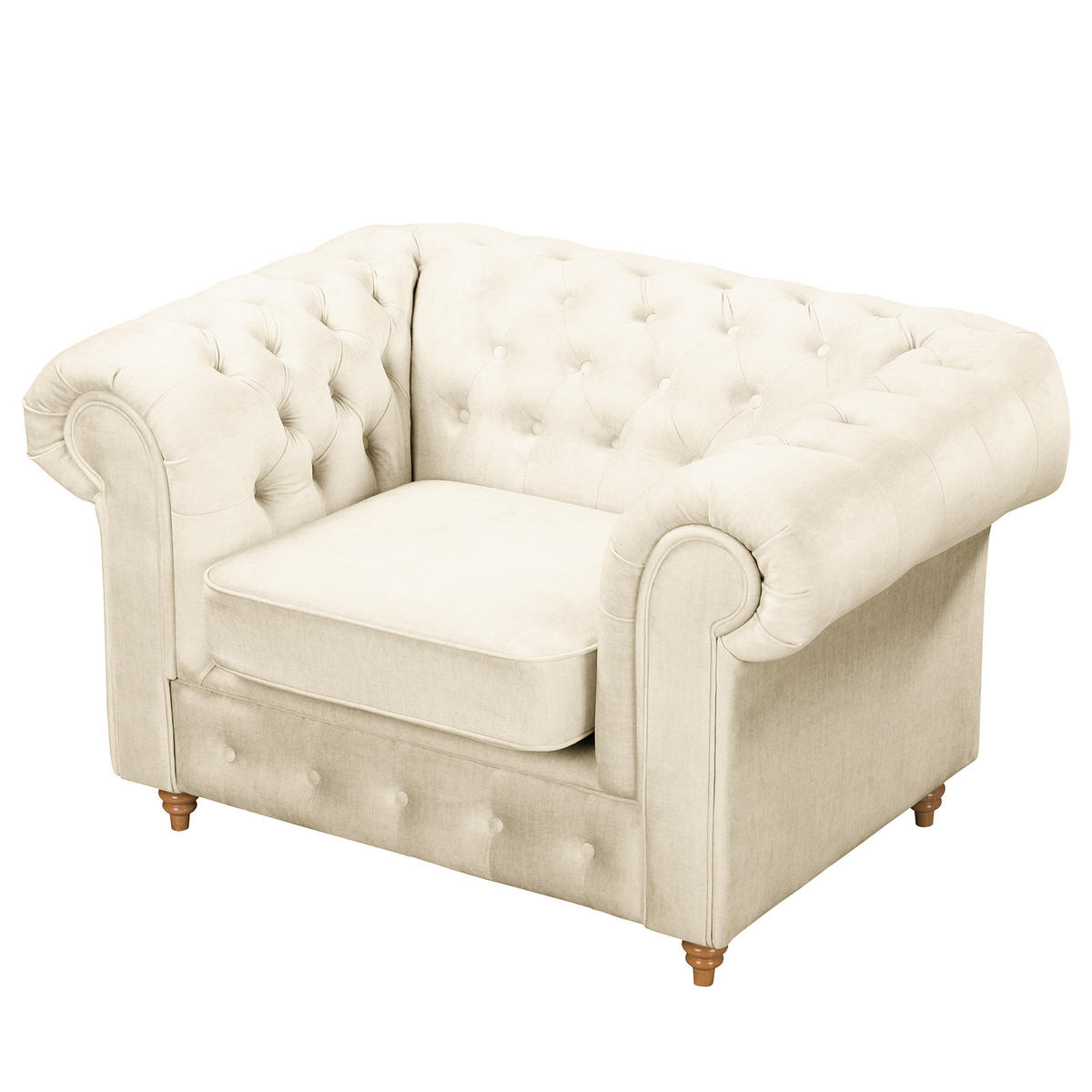 SESSEL in Mikrofaser Creme  - Creme, Design, Holz/Textil (128/75/91cm) - P & B