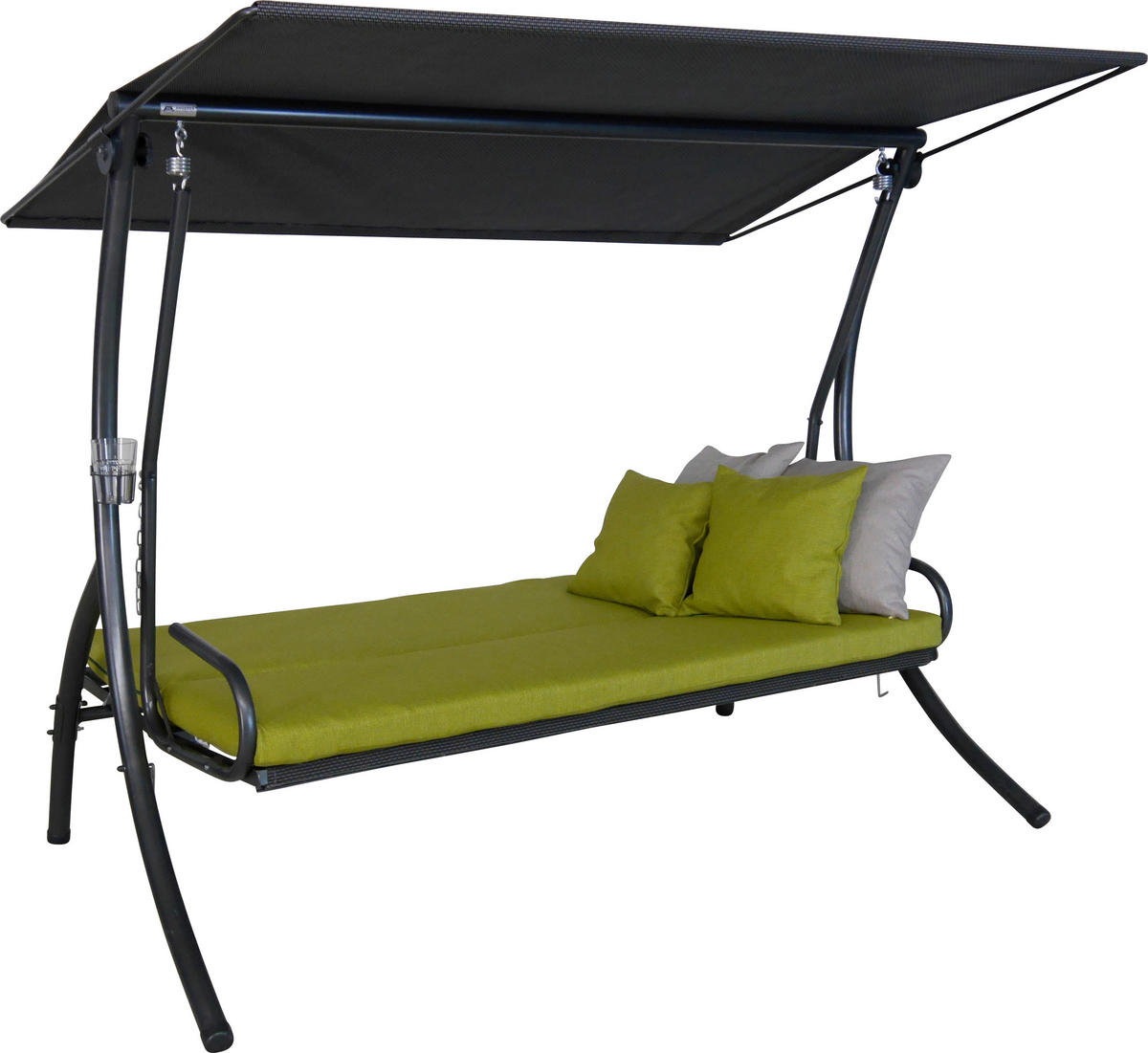 HOLLYWOODSCHAUKEL 210/160/145 cm Grau, Limette  - Dunkelgrau/Limette, Basics, Textil/Metall (210/160/145cm) - Boxxx