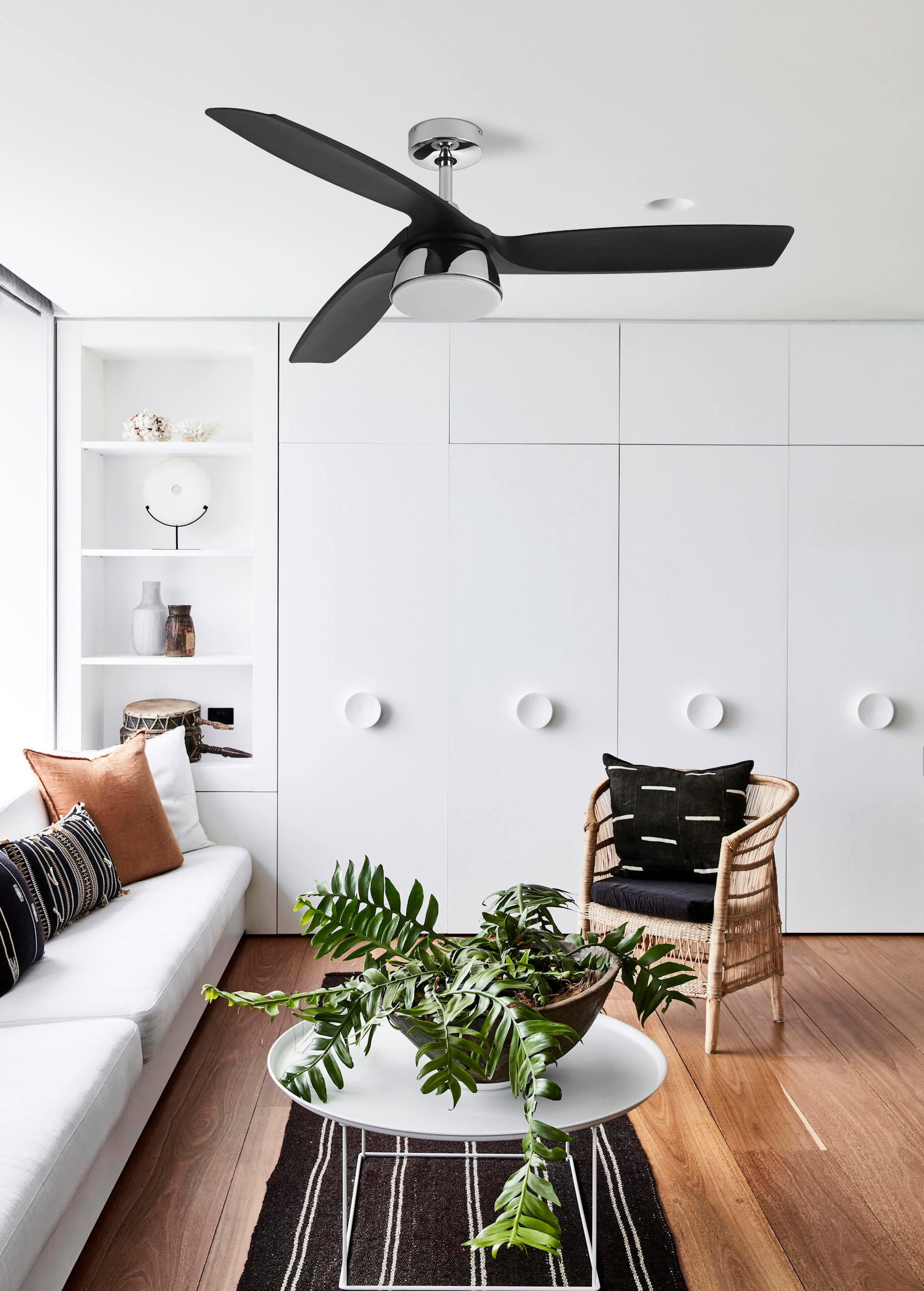 DECKENVENTILATOR Bronx 132/21.5/132 cm   - Chromfarben/Schwarz, Basics, Kunststoff/Metall (132/21.5/132cm)