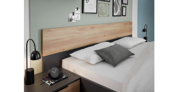 BETTANLAGE 180/200 cm  in Graphitfarben, Eichefarben  - Eichefarben/Graphitfarben, KONVENTIONELL, Holzwerkstoff (180/200cm) - Carryhome