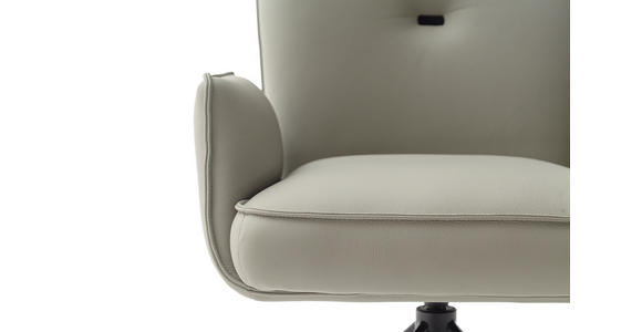 ARMLEHNSTUHL  Lederauswahl, Wippfunktion, Sitzfläche 360° drehbar  Echtleder  - Creme/Schwarz, Design, Leder/Metall (63/89/65cm) - Valnatura