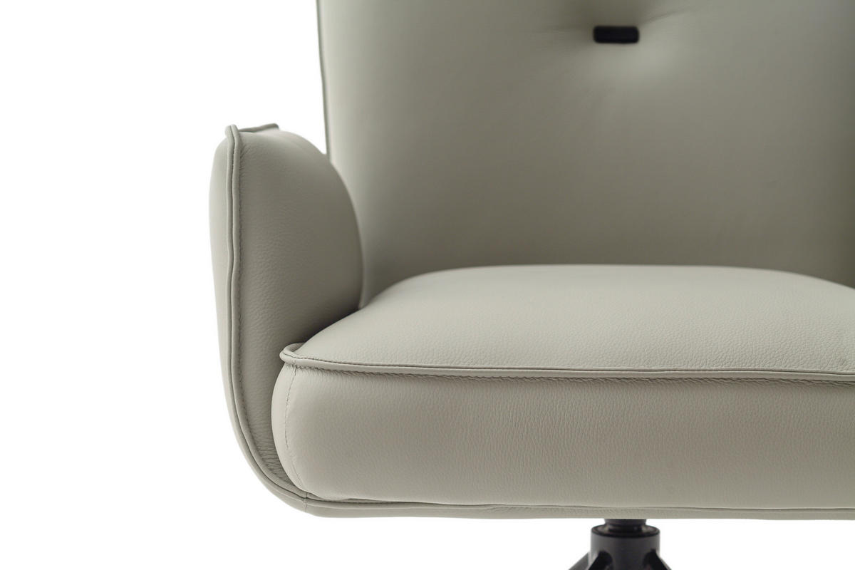 ARMLEHNSTUHL  in Stahl Echtleder pigmentiert  - Creme/Schwarz, Design, Leder/Metall (63/89/65cm) - Valnatura