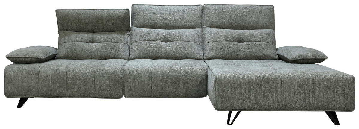 ECKSOFA Grau Chenille  - Schwarz/Grau, Design, Kunststoff/Textil (314/162cm) - Livetastic