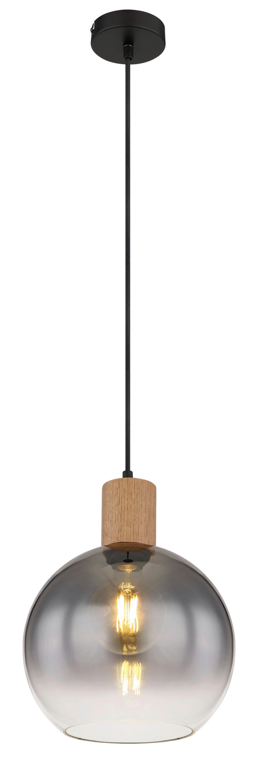 FÜGGŐLÁMPA 25/120 cm  - natúr színű/fekete, Natur, faalapú anyag/Üveg (25/120cm)