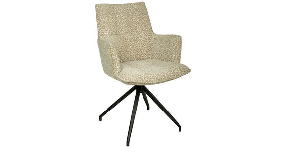 ARMLEHNSTUHL  Stoffauswahl, Sitzfläche 360° drehbar, automatische Rückholfunktion Jacquard  - Beigebraun/Schwarz, Design, Textil/Metall (59/89.5/63cm) - Novel