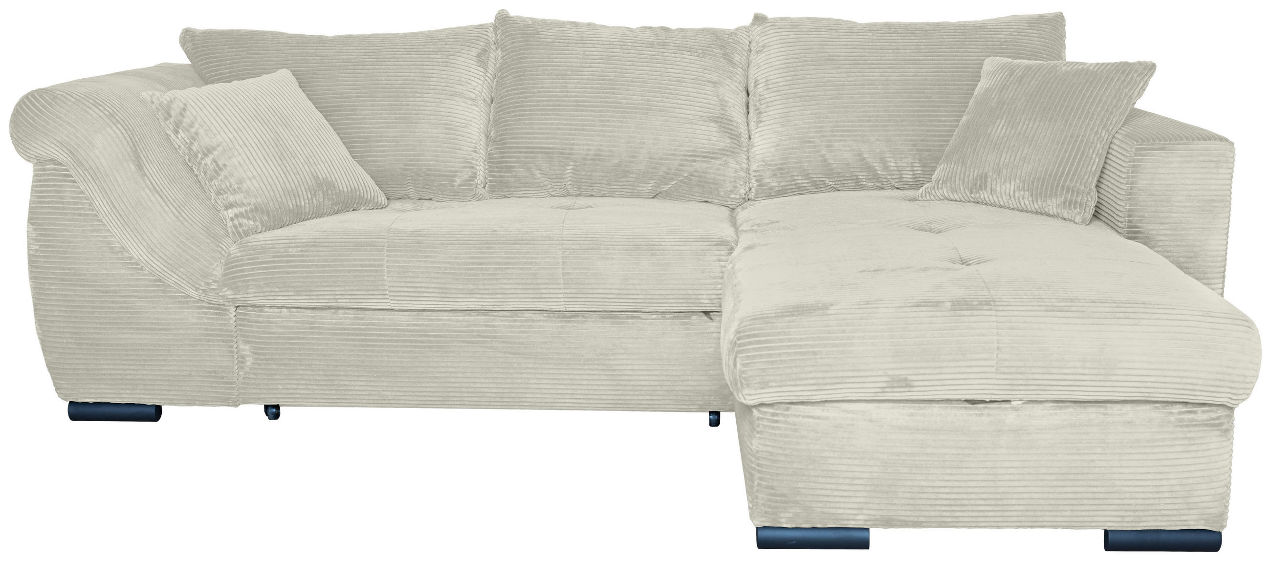 ECKSOFA Creme Cord  - Creme/Schwarz, KONVENTIONELL, Textil/Metall (258/168cm) - Carryhome