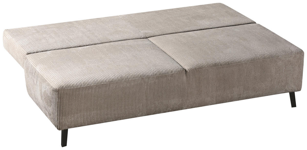 SCHLAFSOFA Cord Hellbraun  - Hellbraun/Schwarz, Modern, Textil/Metall (197/92/88cm) - Novel