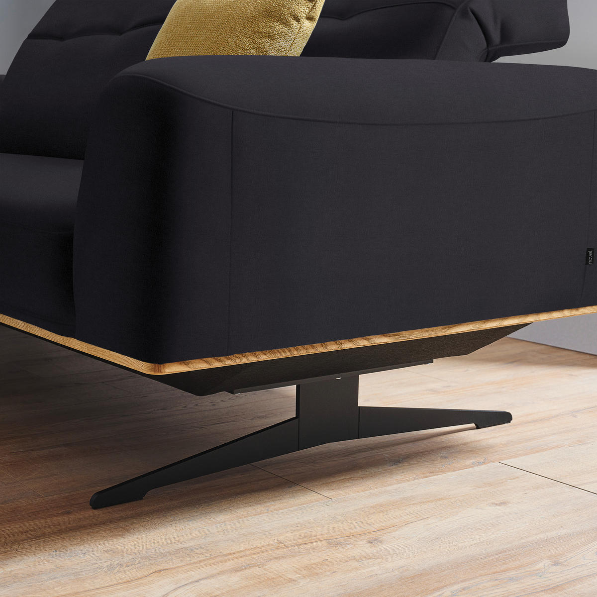 3-SITZER-SOFA in Echtleder Dunkelbraun  - Dunkelbraun/Schwarz, Design, Leder/Holz (205/76-97/102cm) - Novel