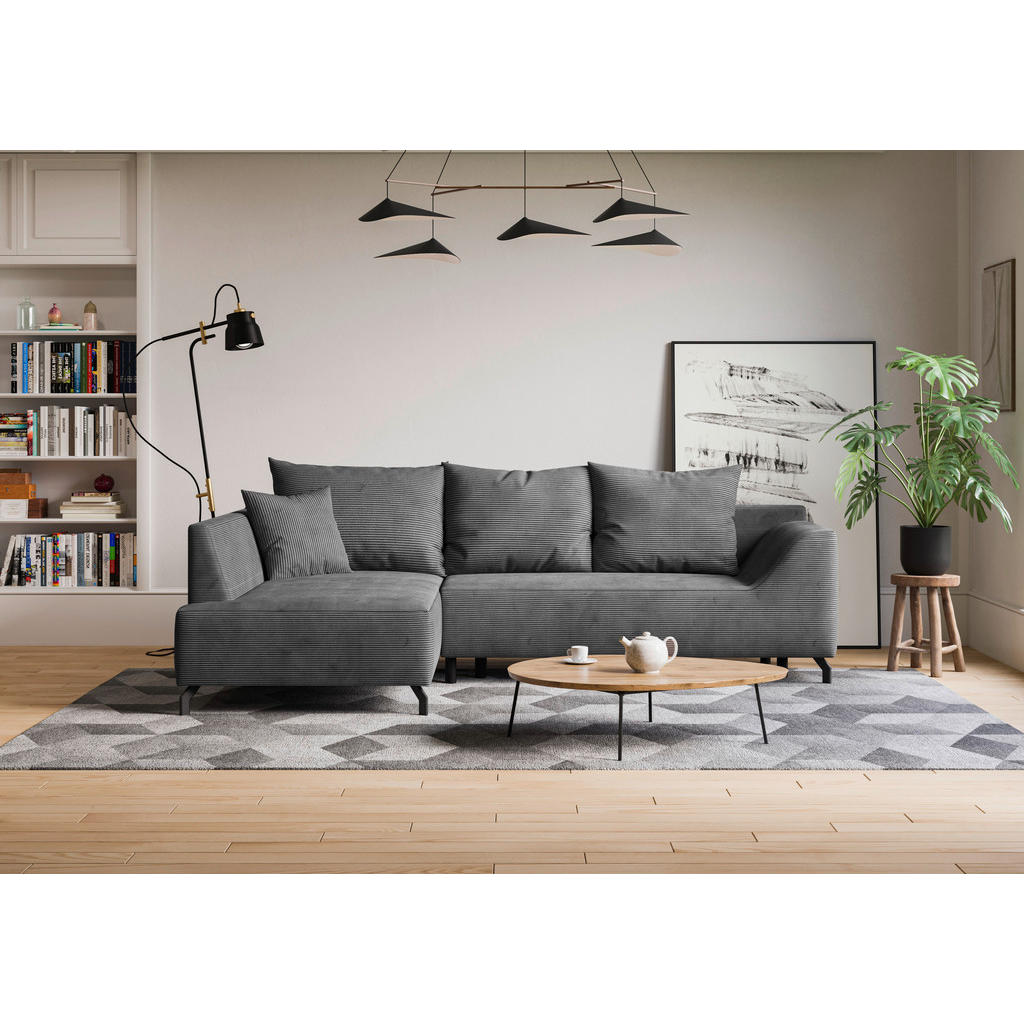 Thumbnail - Mid.you Eckschlafsofa, Silber, Textil, 3-Sitzer, Füllung: Faserbällchen, Schaumstoffflocken,Faserbällchen, Schaumstofffl...