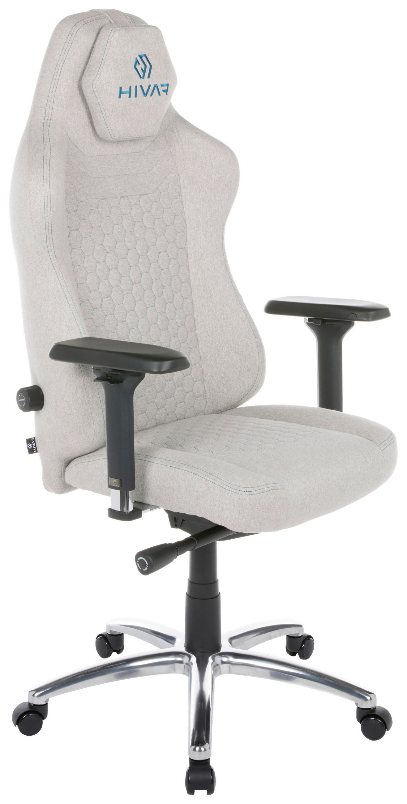 GAMINGSTUHL Hellgrau, Schwarz Metall, Textil  