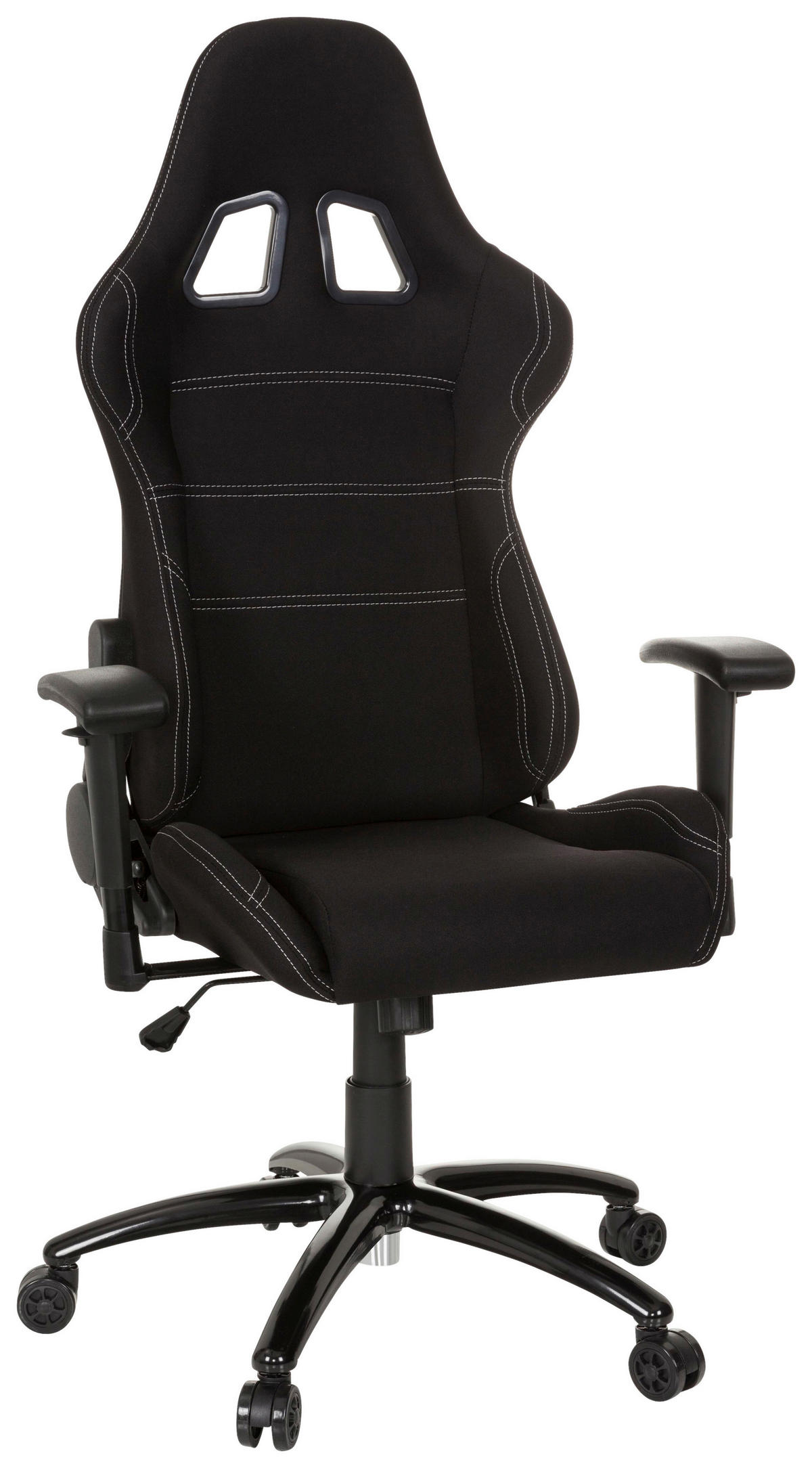 GAMING STOL tekstil črna  - črna/bela, Basics, kovina/umetna masa (72/140/63cm) - MID.YOU