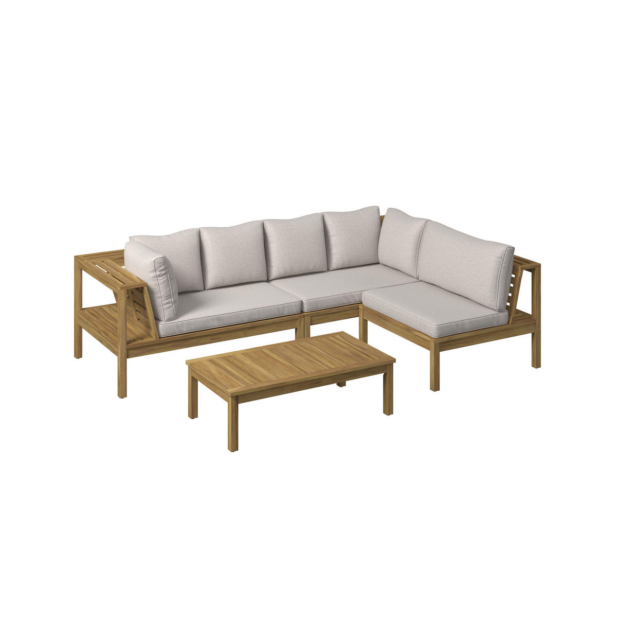 LOUNGEGARNITUR  240/160 cm   - Akaziefarben/Grau, Modern, Holz/Kunststoff (240/160cm) - Gardenson