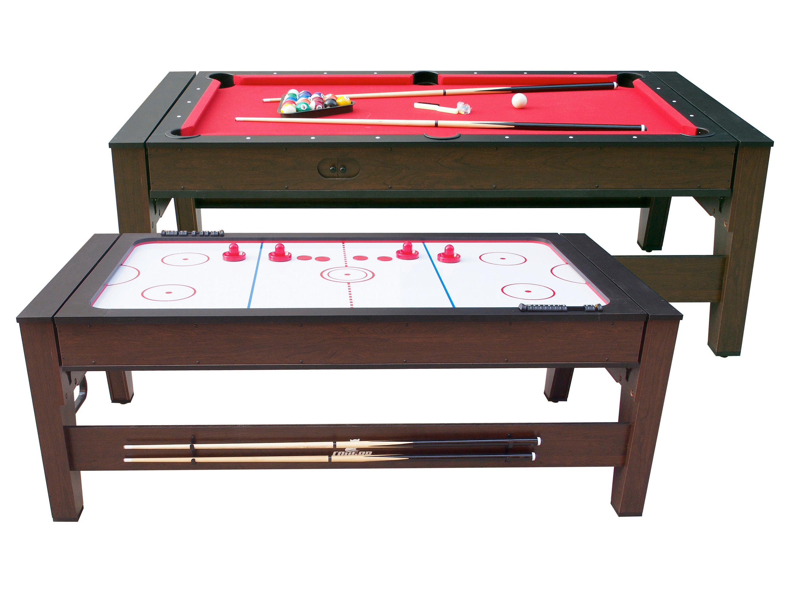 XXXLutz Multispieltisch Cougar Reverso Braun, Rot, Weiß 81x217x107 cm