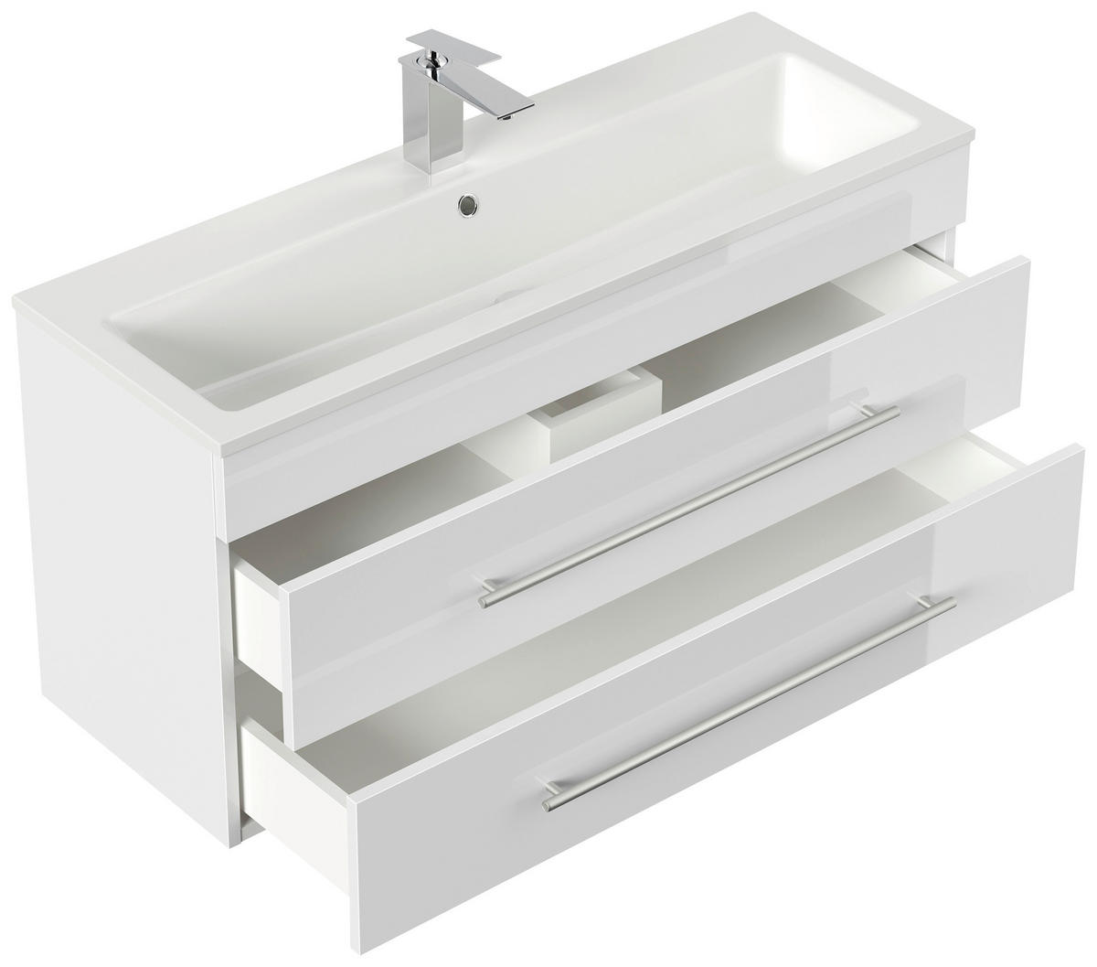 BADEZIMMER  in 100 cm  - Weiß Hochglanz/Silberfarben, MODERN, Holzwerkstoff/Metall (100cm) - MID.YOU