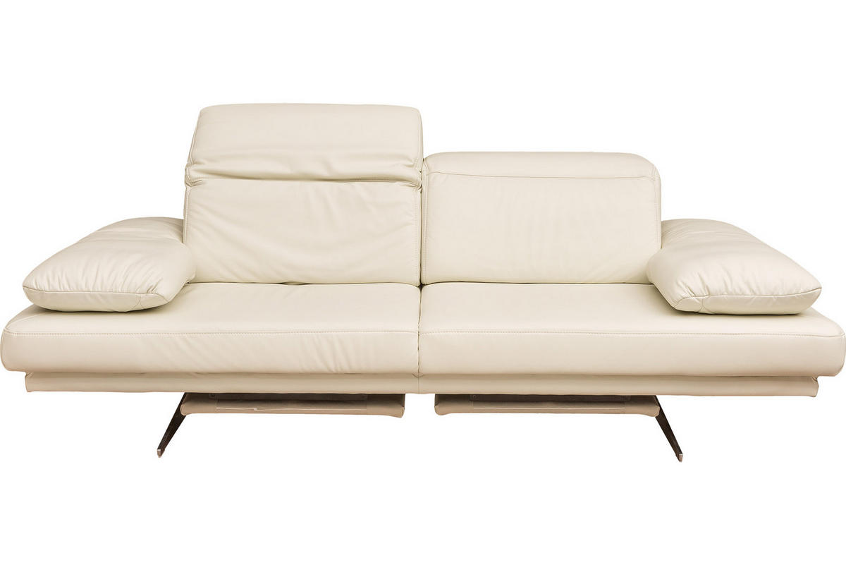 ÜLŐGARNITÚRA bőr fehér  - nemesacélszínű/fehér, Basics, bőr/fém (230/80/106cm) - Himolla