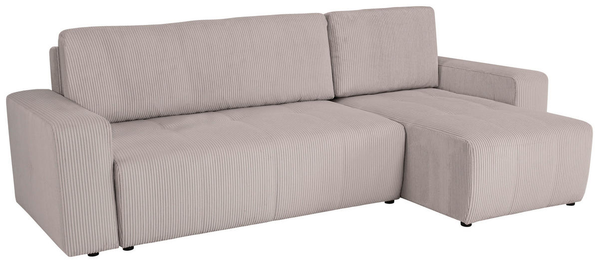 ECKSCHLAFSOFA  mit Cord Hellbraun  - Hellbraun/Schwarz, KONVENTIONELL, Textil (248/146cm) - Xora