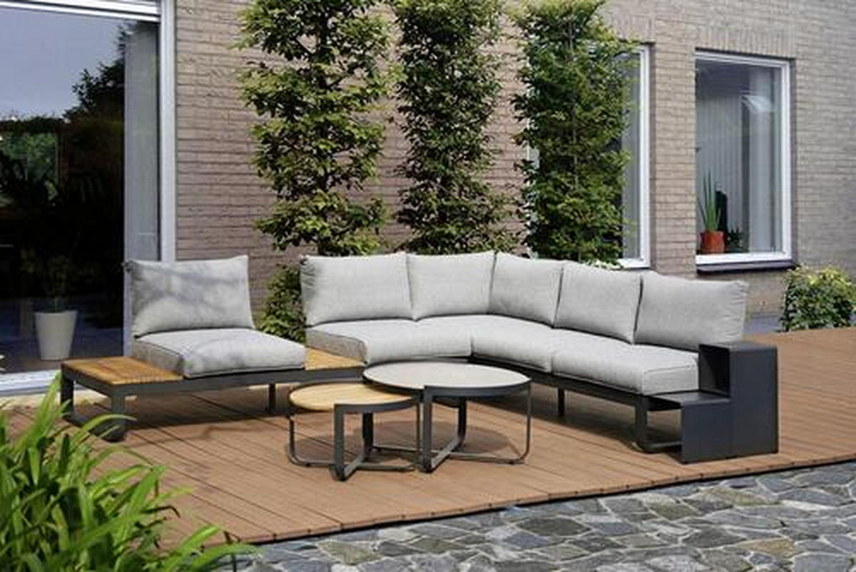 3-SITZER-SOFA in Flachgewebe Graphitfarben, Hellgrau  - Hellgrau/Graphitfarben, Design, Textil/Metall (207/82/72cm) - Zebra 