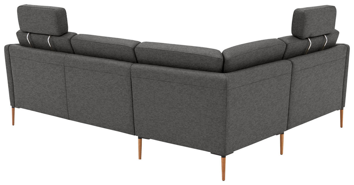 ECKSOFA  in Flachgewebe Anthrazit Rücken echt  189/236 cm  - Eichefarben/Anthrazit, Design, Holz/Textil (189/236cm) - Valnatura
