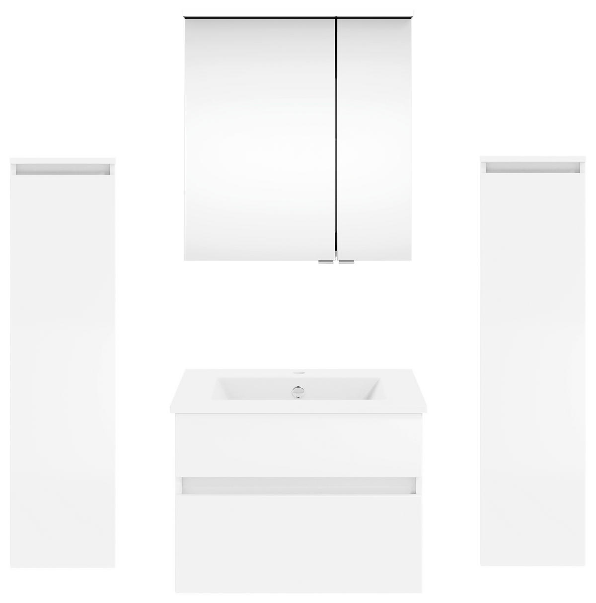 BADEZIMMER 122,4 cm  - Weiss Hochglanz/Weiss, Konventionell, Holzwerkstoff (122,4cm) - Puris