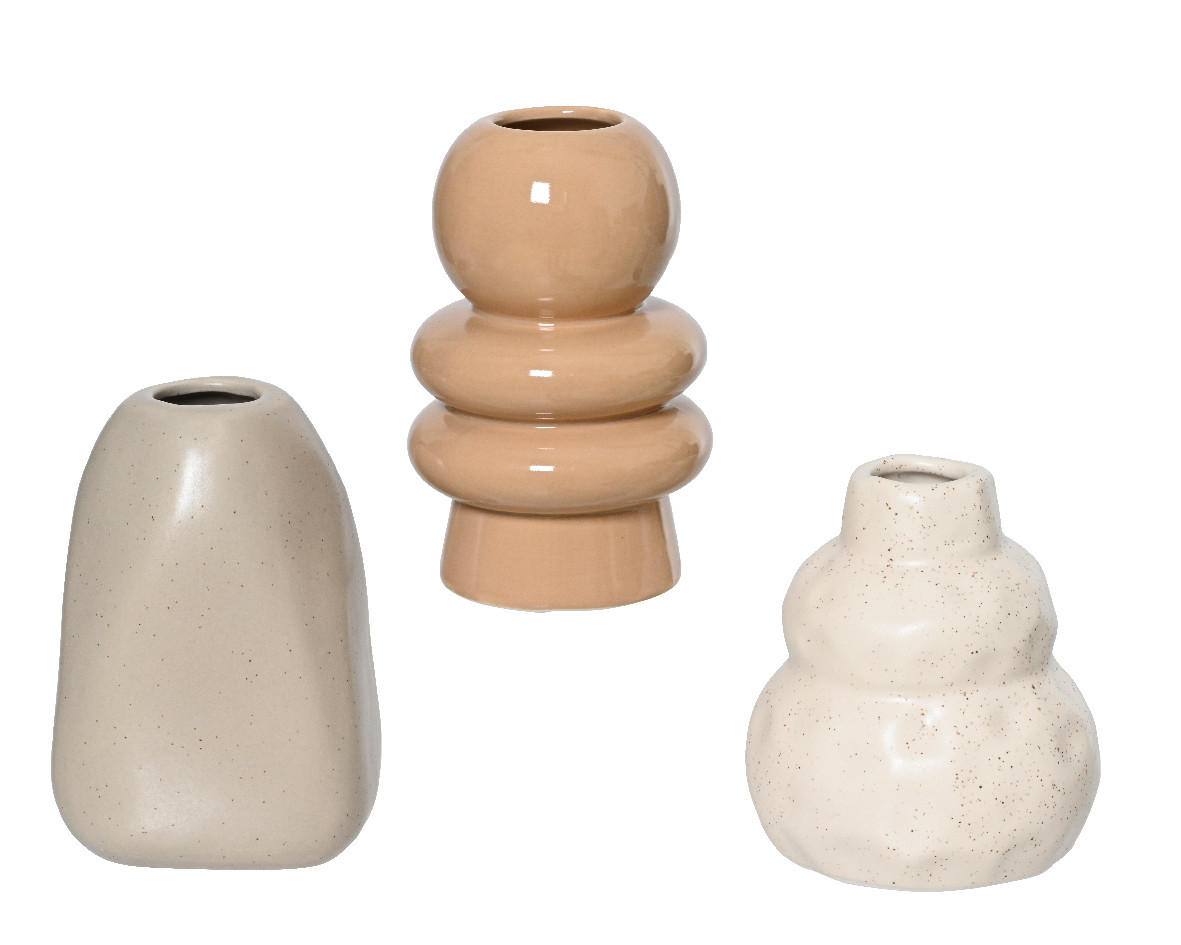 VAZA keramika - bela/bež, Osnovno, keramika (10cm)