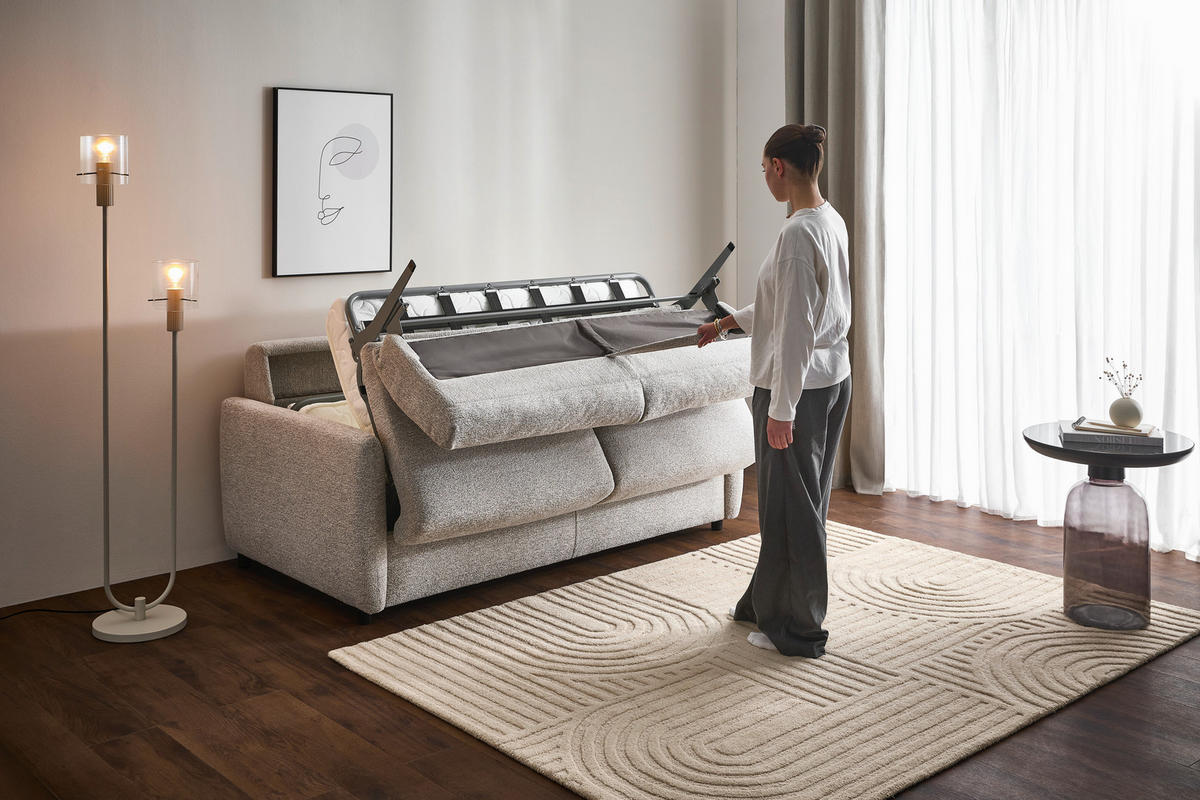 ZOFA S POSTELJNO FUNKCIJO,  siva tekstil  - črna/siva, Design, tekstil (184/91/99cm) - Xora
