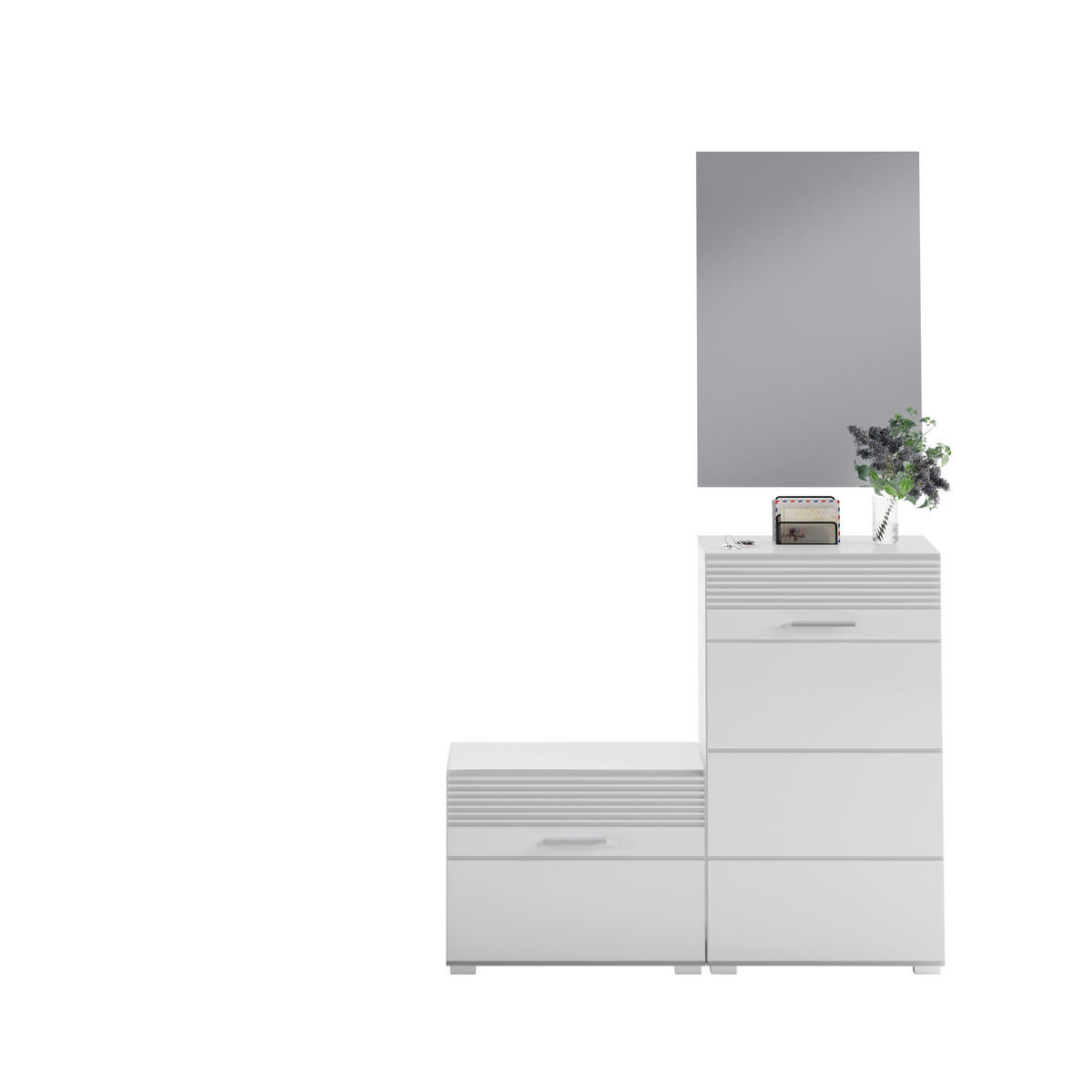 PREDSIEŇOVÝ NÁBYTOK, 115/197/37 cm - biela/biela s vysokým leskom, Design, kompozitné drevo (115/197/37cm) - MID.YOU