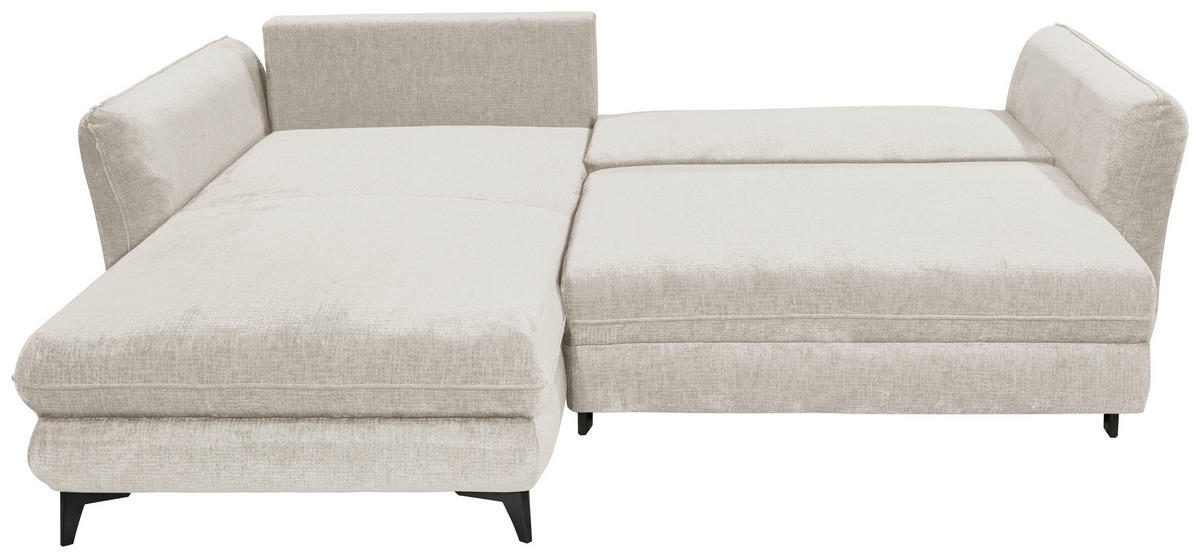 HÖRNBÄDDSOFFA 3-sits i chenille elfenbensfärgad  - svart/elfenbensfärgad, Basics, textil/plast (286/192cm) - Livetastic