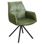 ARMLEHNSTUHL  in Eisen Echtleder pigmentiert  - Schwarz/Grün, Design, Leder/Metall (59,5/87,5/69cm) - Novel