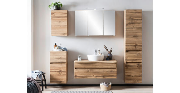 HOCHSCHRANK 40/180/35 cm - Eiche Wotan/Silberfarben, Natur, Holzwerkstoff/Kunststoff (40/180/35cm) - Xora